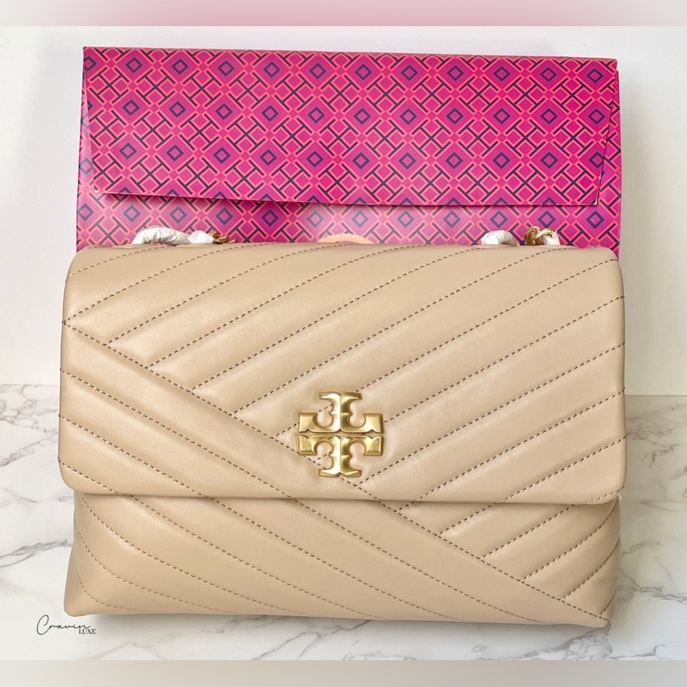 ❌SOLD❌ New Tory Burch Kira Leather Convertible Shoulder Bag Beige - Picture 2 of 10